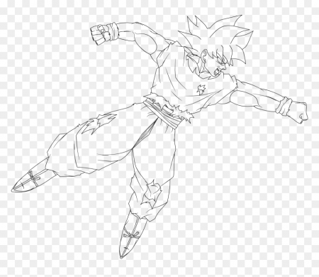 Ultra Instinct Goku Punching Lineart By Dragonballaffinity - Dragon Ball Goku  Ultra Instinct Coloring Pages, HD Png Download - 1600x1315 PNG - DLF.PT