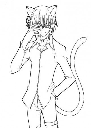Manga Coloring Pages Cat Boy | Coloring pages for boys, Cat coloring page,  Chibi coloring pages