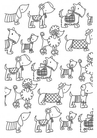 Animal - Coloring Pages for adults : coloring-adult-difficult-dogs ...
