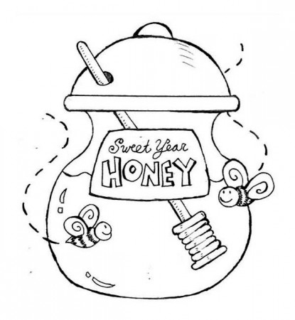 A Jar Of Sweet Year Honey For New Years Eve Party Coloring Page ...