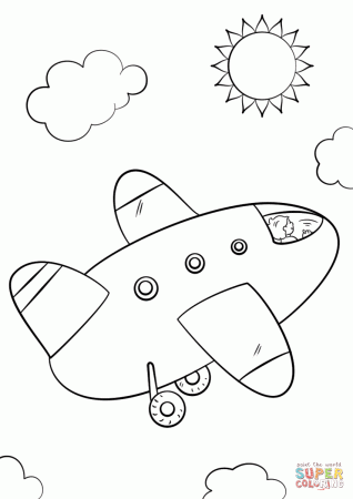 Cartoon Airplane coloring page | Free Printable Coloring Pages