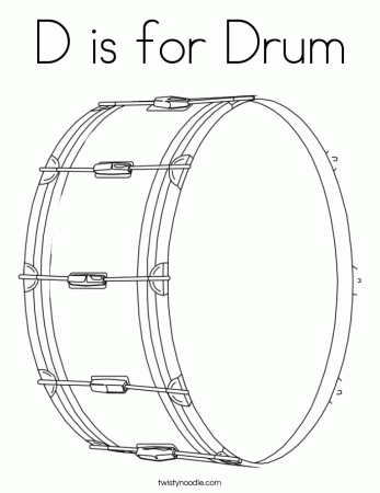 D is for Drum Coloring Page - Twisty Noodle