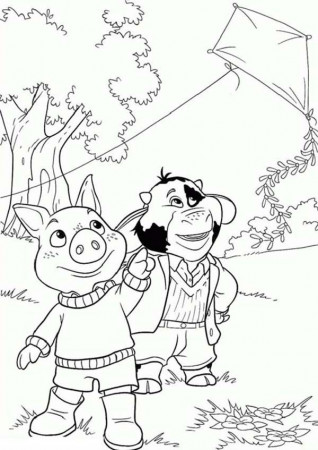 Jakers The Adventures of Piggly Wiggly Playing Kite Coloring Pages ...