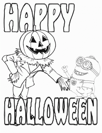 Minion And Jack O Lantern Halloween Coloring Page | H & M Coloring ...