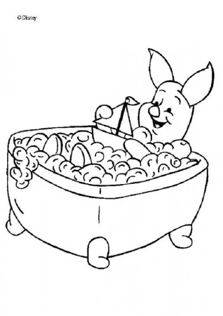 Winnie The Pooh coloring pages - Piglet in the bath