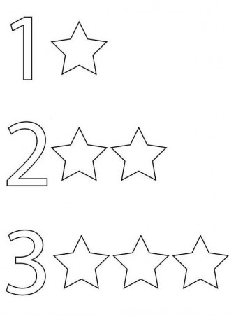 Learn Number 3 with Three Stars Coloring Page | Bulk Color