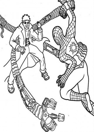 Spiderman Caught by Dr Octopus Coloring Page | Coloring Sun