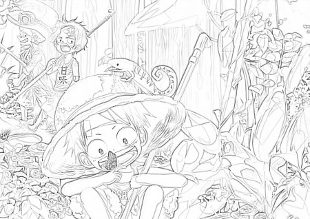 Anime Monkey D. Luffy coloring page - Mimi Panda