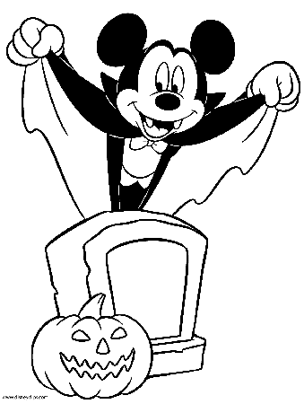 Disney Kids Mickey Mouse Dracula Costume Coloring Pages