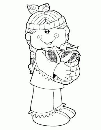 Pilgrim And Indian Thanksgiving Coloring Pages Children ...