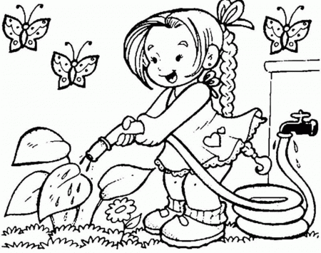 watering plant coloring pages - Clip Art Library