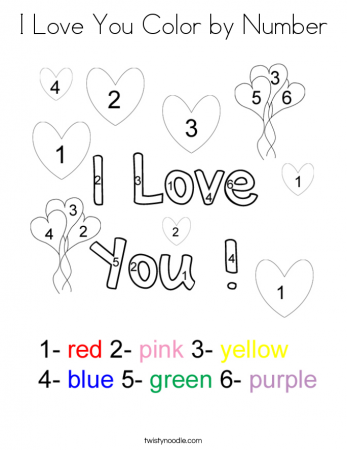 I Love You Color by Number Coloring Page - Twisty Noodle