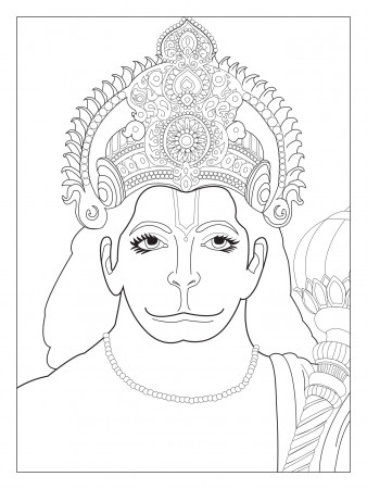 Hanuman chest the Divine Monkey - India Adult Coloring Pages