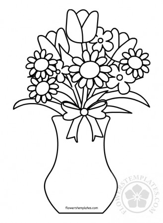 Bunch of flowers in a vase coloring page | Flowers Templates