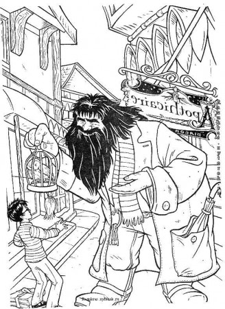Online coloring pages potter, Coloring Harry Potter and Hagrid Harry Potter.