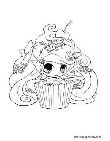 Chibi Cupcake Girl Coloring Pages - Cupcake Coloring Pages - Coloring Pages  For Kids And Adults