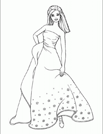 dress coloring pages of girls - Clip Art Library