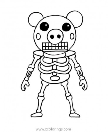 Piggy Roblox Coloring Pages Skeleton - XColorings.com