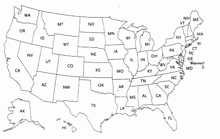 Unlabeled Map Of Usa