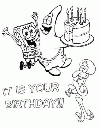 Spongebob And Friends Happy Birthday Coloring Page | H & M ...