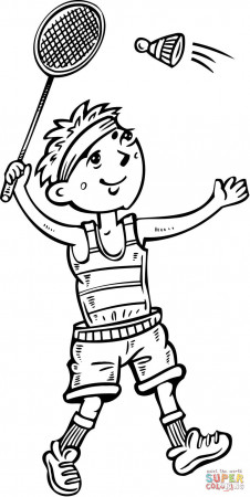 Boy Playing Badminton coloring page | Free Printable Coloring Pages