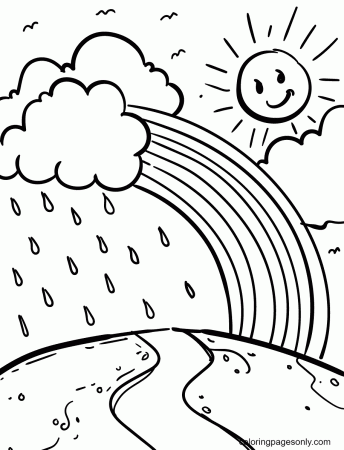 Rainbow, Sun and Rain Coloring Pages - Rainbow Coloring Pages - Coloring  Pages For Kids And Adults
