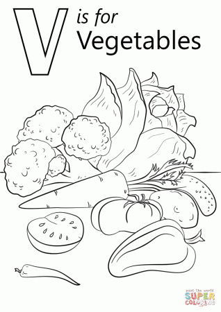 V is for Vegetables coloring page | Free Printable Coloring Pages