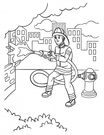 Firefighter Coloring Page for Kids 12697838 Vector Art at Vecteezy