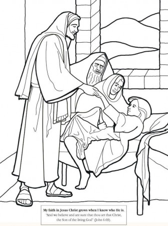 Jesus raises a girl from the dead. Bible coloring page. | Bible verse  coloring, Jesus coloring pages, Bible coloring