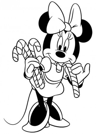 Minnie Eat Candy Cane on Christmas Coloring Page | Kids Play Color