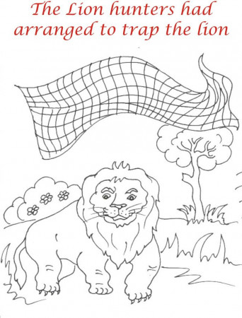 Net over lion coloring page for kids