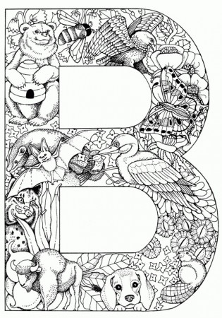Letter B - Alphabet Coloring Page For Adults