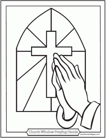 Church Praying Hands Picture ❤️+❤️ Praying Hands With Cross Coloring