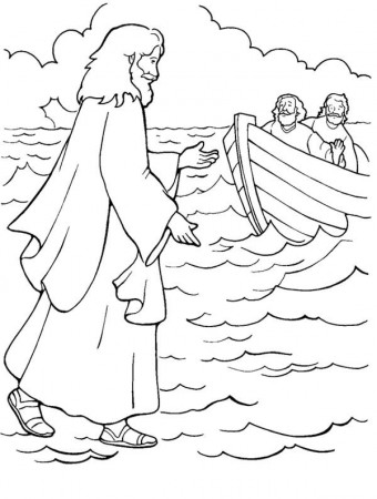 One of Miracles of Jesus is Walking on Water Coloring Page | Jesus coloring  pages, Sunday school coloring pages, Jesus walk on water