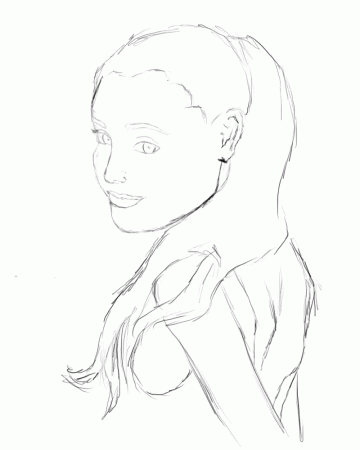Steps How To Draw Ariana Grande Sketch Coloring Page