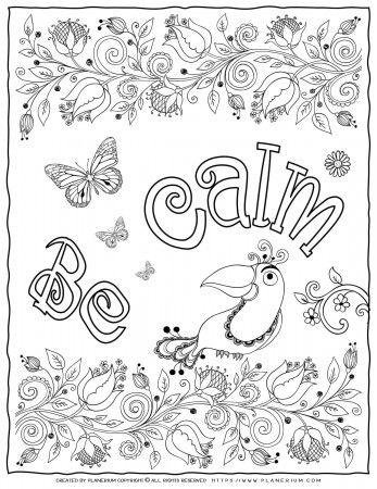 Adult Coloring Pages | Be Calm | Free printable | Planerium