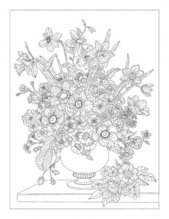 Floral Fantasy Flower Vase Coloring Page Art Print by Lisa Brando - Pixels