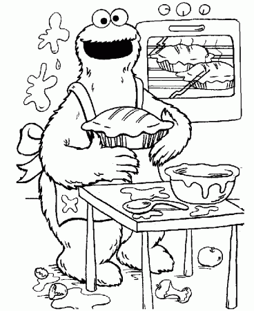 Sesame Street coloring pages - Cookie Monster cooks!
