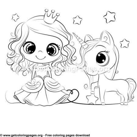 Cartoon Princess and Unicorn Coloring Sheet | Unicorn coloring pages,  Cartoon coloring pages, Super coloring pages