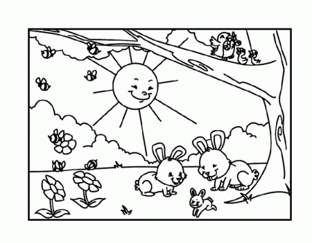 The Animals Happy Spring Coloring Pages For Kids #d84 : Printable ...
