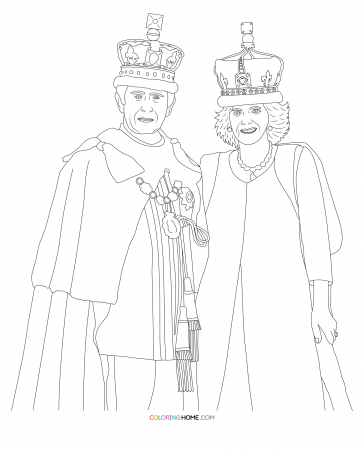 King Charles III and Queen Camilla coloring page