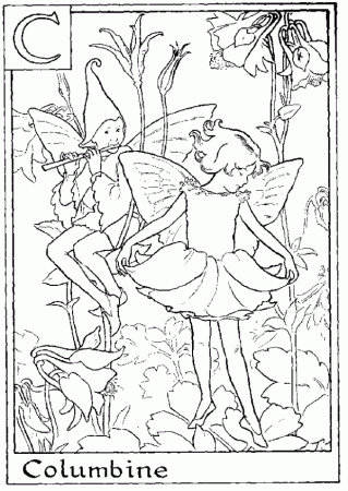 Letter C For Columbine Flower Fairy Coloring Page - Alphabet ...