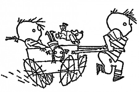 Jip Pull Janneke in a Carriage in Jip and Janneke Coloring Pages ...