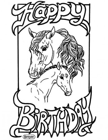 Breyer Birthday Card Coloring Page - Front - BreyerHorses.com
