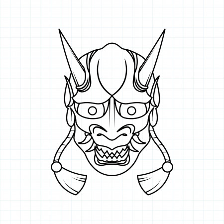 Hand drawn Japanese Oni demon mask coloring page, Vector illustration  eps.10 6820505 Vector Art at Vecteezy