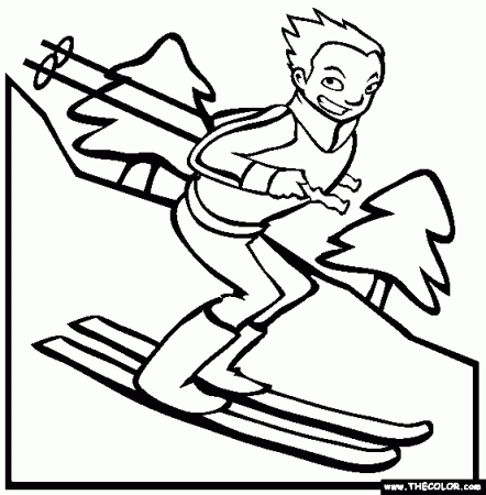 Skiing Coloring Page | Free Skiing Online Coloring
