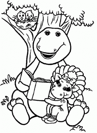 Barney Read a Book for Baby Bop Coloring Pages | Best Place to Color