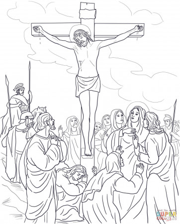 Twelfth Station - Jesus Dies on the Cross coloring page | Free ...