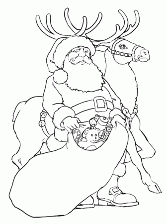 Coloring Santa And Rudolph - Coloring