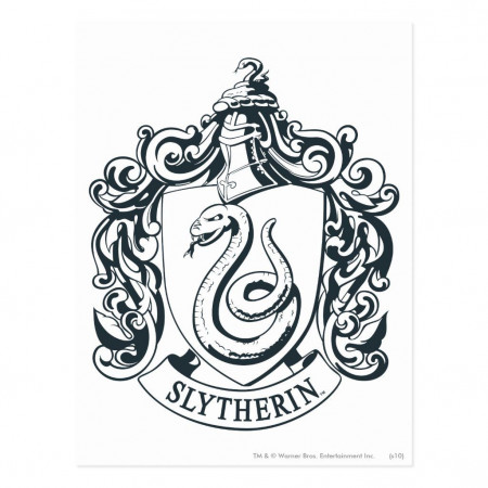 Harry Potter | Slytherin Crest - Black and White Postcard | Zazzle | Harry  potter coloring pages, Slytherin crest, Harry potter